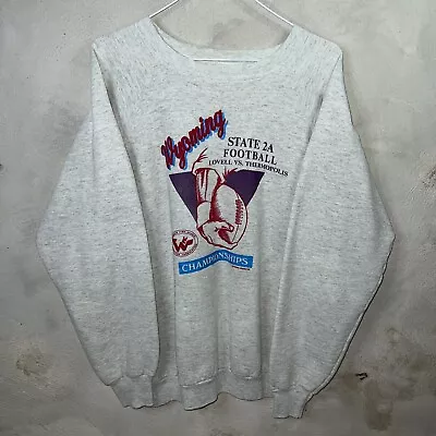 Vintage 90s Wyoming State Champion High School Football Crewneck Sweatshirt XL • $12.99