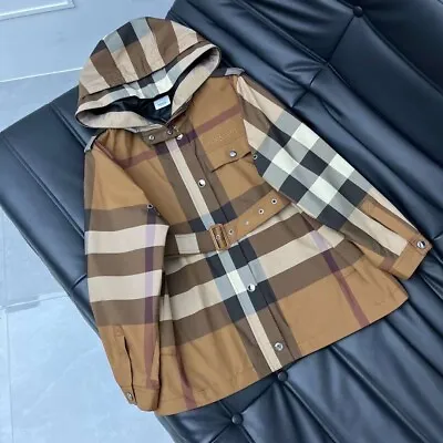 £249.95 • Buy Burberry Check Hooded Jacket Windbreaker With Belt, Size M