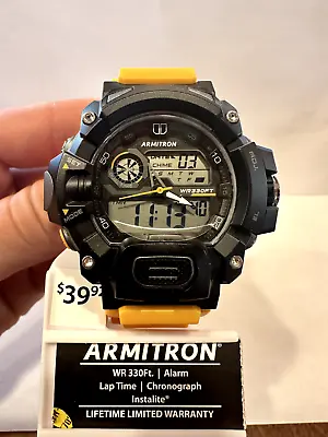 ARMITRON Men's Wrist Watch Yellow Resin Band New With Tags • $27