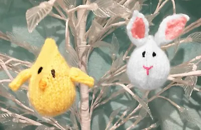 KNITTING PATTERN  - Hanging Easter Chick And Bunny Decoration Cover / Creme Egg • £3.25