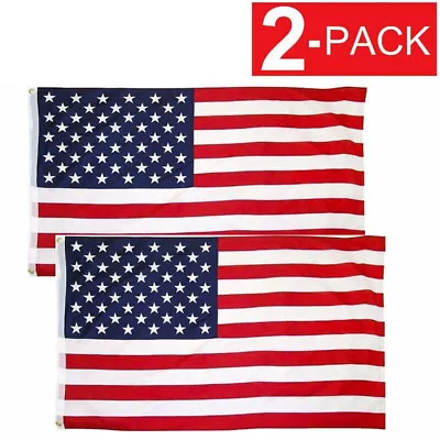 3x5 Ft American Flag W/ Grommets - United States Flags - US America - 2 Pack USA • $7.25