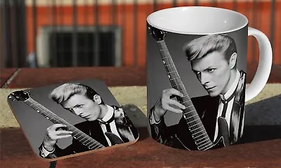 David Bowie Fantastic BW Guitar - Coffee / Tea Mug + Matching Coaster • £8.49