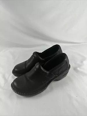 BOC Born Womens Sz 9m Toby Clogs Black Leather Slip On Comfort Professional • $26.99
