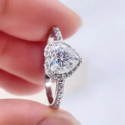 2.00CTW Heart Cut DVVS1 Moissanite Wedding Engagement Ring 14k White Gold Plated • $149.99