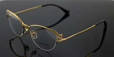 NEW Authentic VERSACE Brushed Gold Black Crystal EyeGlasses Frame VE 1239-B 1339 • $349.95