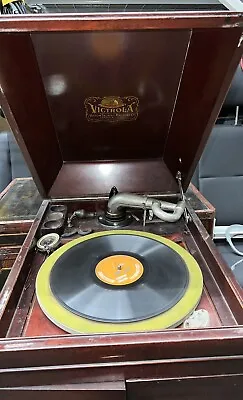 Antique Oak Table Top Victrola -Victor Talking Machine VV-IX. Needs Work C Desct • $349