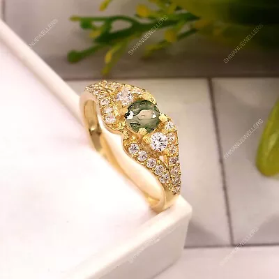 Vintage Moss Agate Engagement Ring For Women 925 Sterling Silver Ring • $23.79