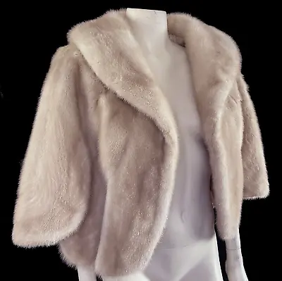 Beige MINK Fur Cape Bridal Bolero Coat Jacket Winter Wedding Stole Blonde • $375.25