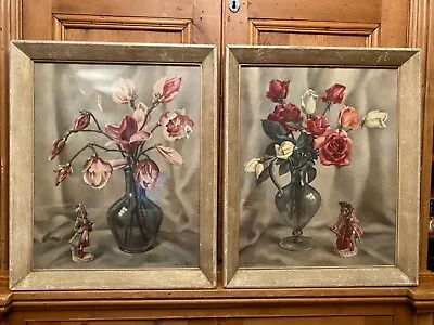 Vintage Pink Roses And Musical Monkey Framed Prints - Set Of 2 | Harry Lane  • $99