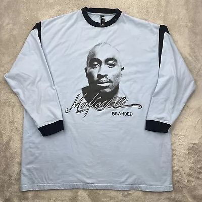 Vtg Makaveli Shirt Mens XXL Blue TuPac Branded Y2K Baggy Hip Hop Rap Streetwear • $39.95