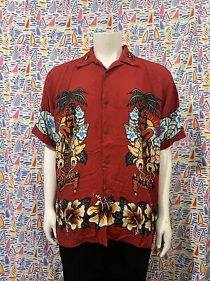 Vintage Mambo Loud Shirt  Club Mambo  Jim Mitchell Sugar Skulls Tiki Hula Girls  • $169.62