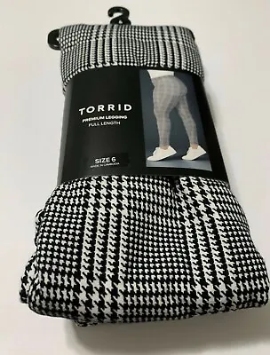 $18.99 • Buy Torrid Leggings Full Length Premium Houndstooth Plaid Black White 6 30