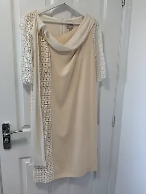 Beautiful Beige Dress With Lace Sleevessides&a Chiffon Decoration In The Front. • £17