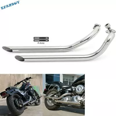 $255.89 • Buy Polish Full Exhaust Pipe Silencer For YAMAHA V Star 650 Dragstar XVS650 XVS400