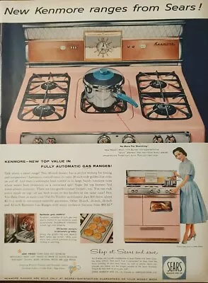 1957 Vintage Kenmore Pink Gas Range Kitchen Print Ad Retro • $8.99