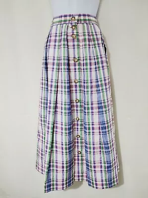 Cotton Pastel Skirt Pink Retro Style White C&A Midi Vintage Check Size 10 • £21.25