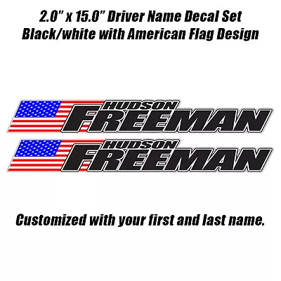 Racecar Driver Name USA Decal Set.  Rallycross Car Driver Name Sticker Set. • $10.99