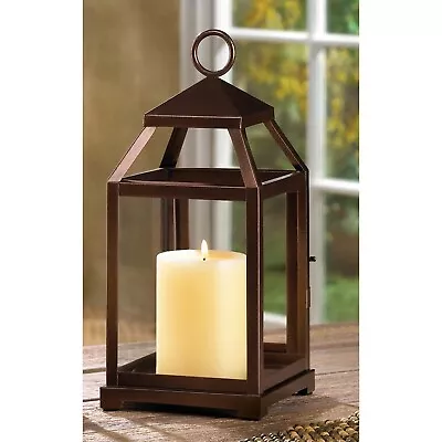 Bronze Brown 12  Malta Candle Holder Lantern Light Outdoor Terrace Patio Decor • $36.86