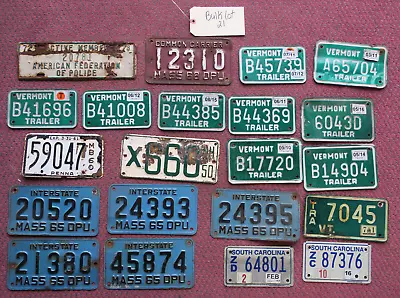 VT MA PA SC Trailer Motorcycle Craft License Plate Vintage Collection Bulk LoT21 • $16.50