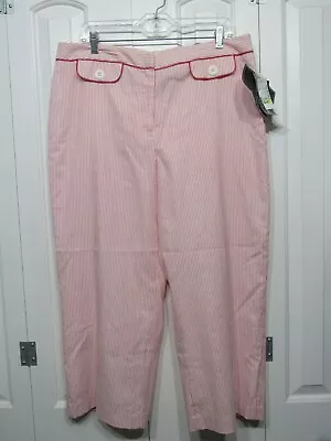 £6.37 • Buy Bob Mackie Red & White Striped Crop Pants Size 16 Nwt
