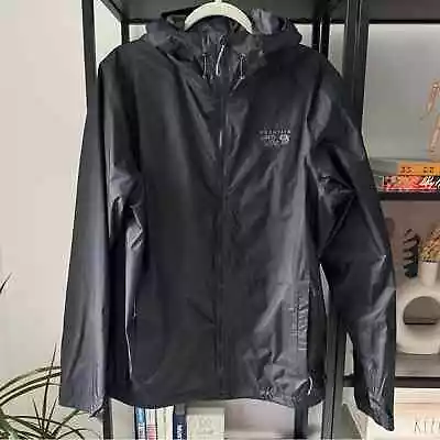 Mountain Hardwear Black Waterproof Windbaker Hooded Rain Jacket Men’s Medium • $54.97