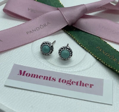 $51 • Buy PANDORA - Dec Turquoise Earrings Studs Green Blue Flower Authentic 290543