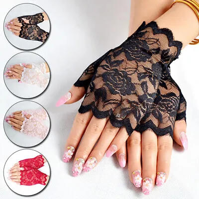 £2.63 • Buy Women Lace Fingerless Gloves Sun Protection Summer Driving Gloves Accessory