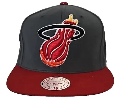 Mitchell & Ness Miami Heat Gray/Black/Red Adjustable Snapback Hat • $14.99