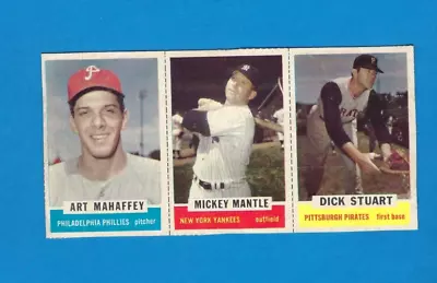 1962 Bazooka Baseball 3-card Panel HOF Mickey Mantle New York Yankees • $925