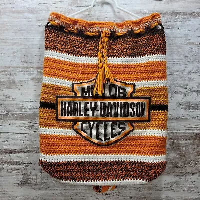 Large Homemade Harley Davidson Motorcycle Crochet Woven Shoulder Strap Tote Bag • $79.98