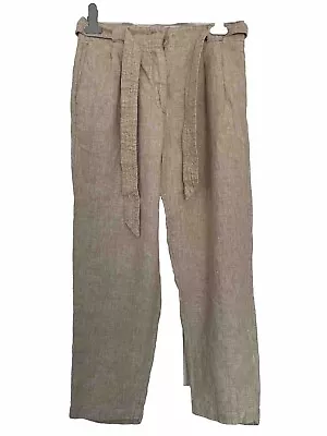 M&S COLLECTION 100% Flax Linen Tapered Trousers Size 14S • £9.99