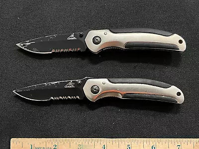 2 Gerber Gear Pocket Knives W/Serrated Drop Pt Blades Liner Locks Pocket Clips • $0.95