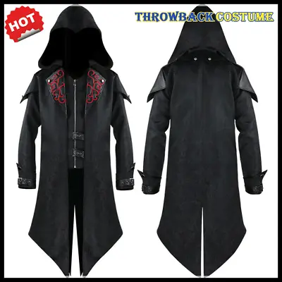 Men's Victorian Tailcoat Steampunk Medieval Jacket Gothic Coat Halloween Costume • $56.69