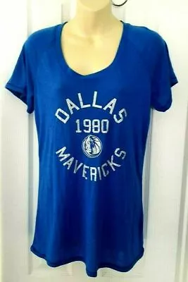 DALLAS MAVERICKS Womens T Shirt Size Large Heather Blue Silver Sparkle Logo • $9.95