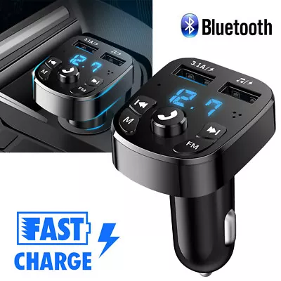 Bluetooth 5.0 Wireless Handsfree Car FM Transmitter MP3 Player 2 USB Charger Kit • $10.74