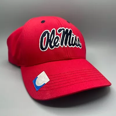 Vintage OLE MISS Embroidered Red Strapback Hat OSFA Rebels NCAA OSFA Cap 90s Y2K • $13.98