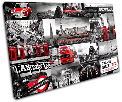 £34.99 • Buy London Collage Red  City CANVAS WALL ART Picture Print VA