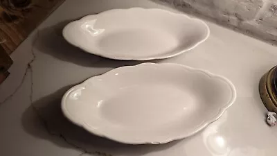 Vintage Iroquois China Restaurant Ware Oval White Serving Platter Set Of 2 • $17