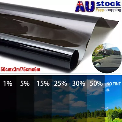 $13.99 • Buy 5% 20% VLT Window Tint Film Black Roll Car Home 50cm X 3m/75cm X 6m Tinting DIY