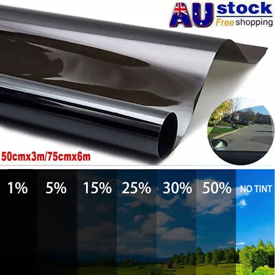 5% 20% VLT Window Tint Film Black Roll Car Home 50cm X 3m/75cm X 6m Tinting DIY • $12.99