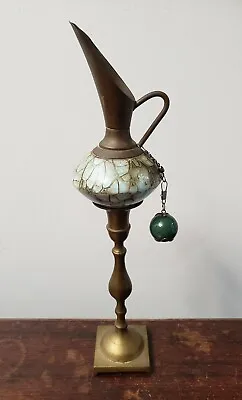 Greek Style Brass Oil Urn Pitcher With Handle Antique Finish 13  • $15