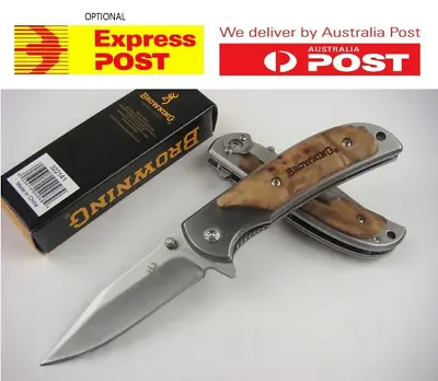 Browning 338 Folding Pocket Knife Outdoor Knives Camping Fishing Brown Emergency • $13.45