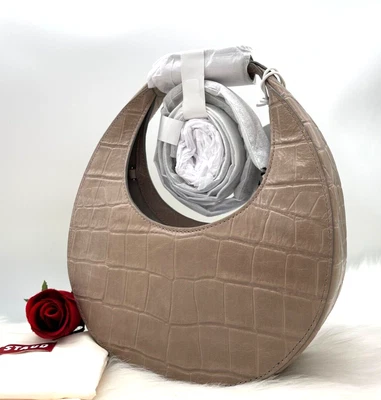 $199.99 • Buy AUTH NWT Staud Mini Moon Croc Embossed Leather Trim Small Hobo Crossbody Bag