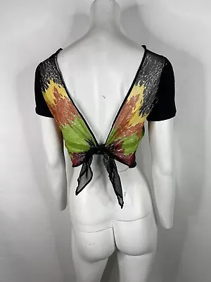 Vtg Jean Paul Gaultier Black Multicolor Mesh Crop Top 40 S • $250