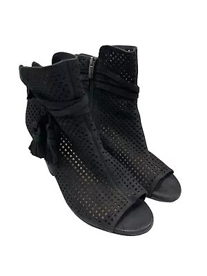 Vince Camuto Black Suede Leather Sexy VC Kamey Perforated Ankle BOOTS Sz 9M • $24.99