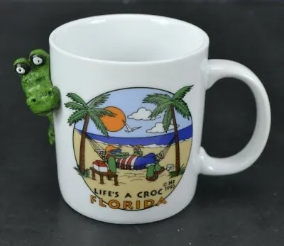 Vintage Florida Coffee Cup 11oz Mug Lifes A Croc 3D Alligator 1993 • $21.59