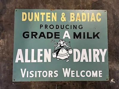 Allen Dairy Sign Dairy Bottle Cow Farm Vintage Antique Oil Can Feed Milk • $29.99