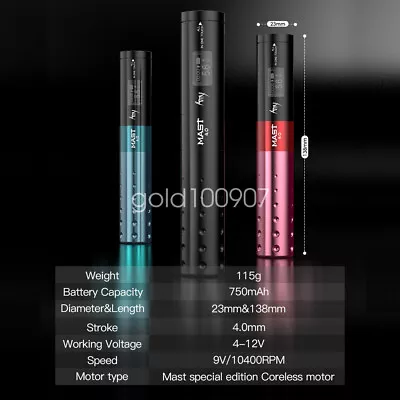 $160.80 • Buy AMY Wireless Battery Rotary Machine Permanent Makeup LED Display Tattoo Pen Mast