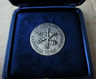 £1999 • Buy 1956 CORTINA OLYMPICS SILVER Medal FOR NOC MEMBER 40mm ORIGINAL LEATHER BOX