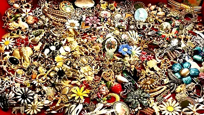 Vintage Costume Jewelry Lots Brooches Signed Unsigned *All Wear* • $24.99